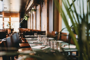 A warm, inviting restaurant dining room in Toronto